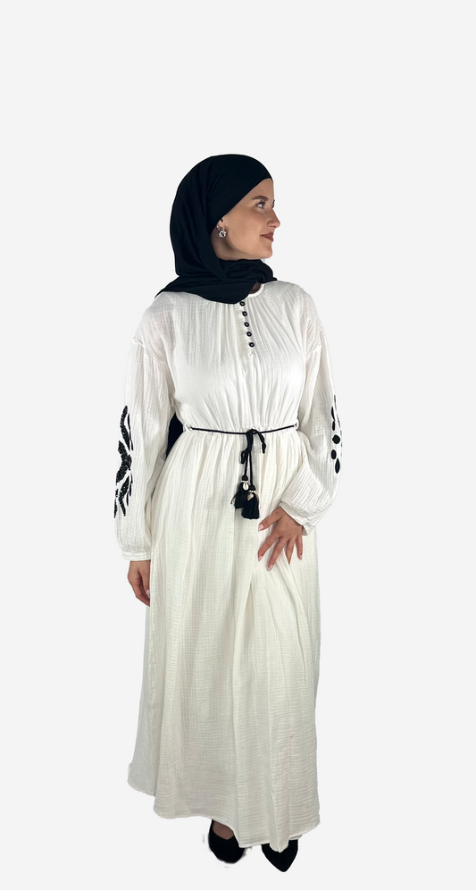 PAYET SOMMERKLEID - WEIß / SCHWARZ